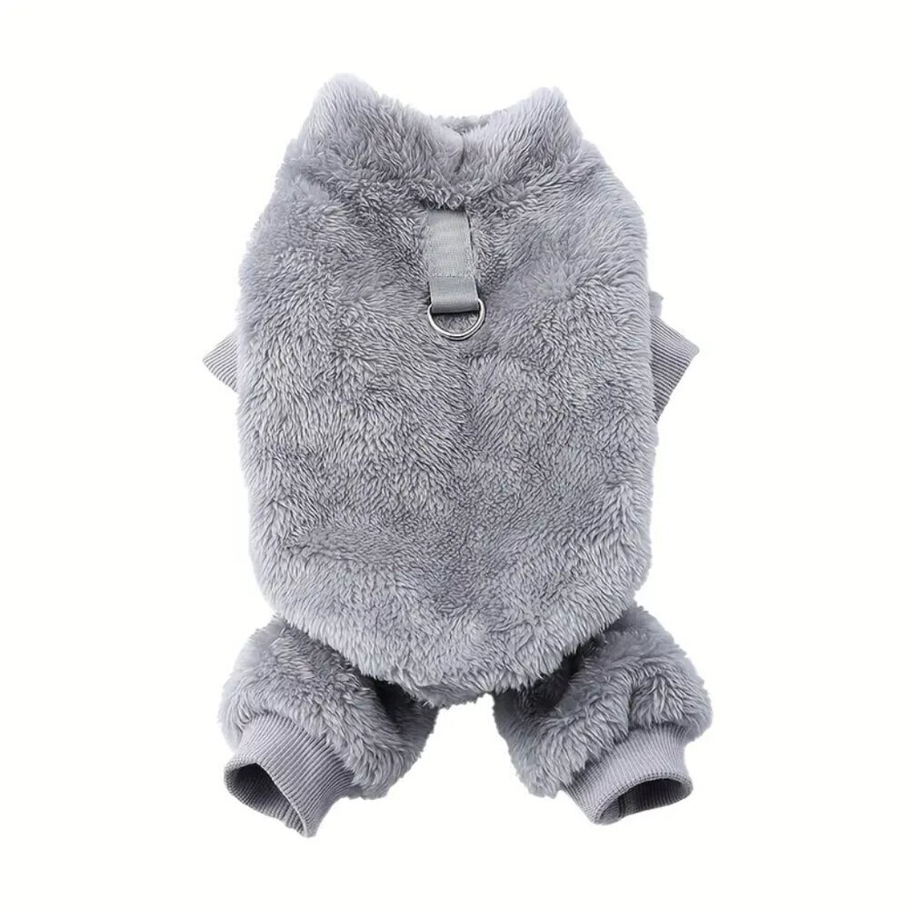 grey plush soft dog onesie